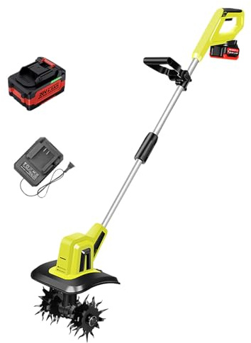 Motocultor, Potente Cultivador De Tierra, 25 Cm De Ancho De Trabajo, 22 Cm De Profundidad De Trabajo Con BateríA Y Cargador, Escarificador Para CéSped Y Huertos,1battery