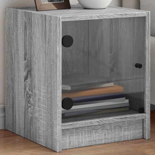 Cabinete de mesas de mesas de mesas con Puerta de Vidrio Gris Sonoma 35x37x42 cm FANDIAO