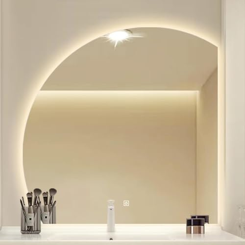Specchio intelligente da bagno, specchio da parete irregolare a semicerchio con luci