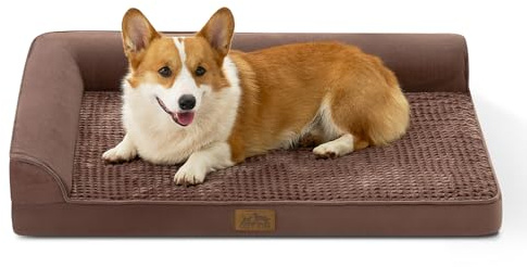 Cama OrtopéDica Cosy Kiss para Perros Medianos, Sofá para Perros con Acolchado De Espuma De Soporte, Funda Impermeable Y Base Antideslizante, En Forma De U, MarróN