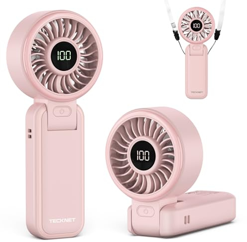 TECKNET Handheld Fan with 5000mAh, USB Portable Hand Held with LED Display