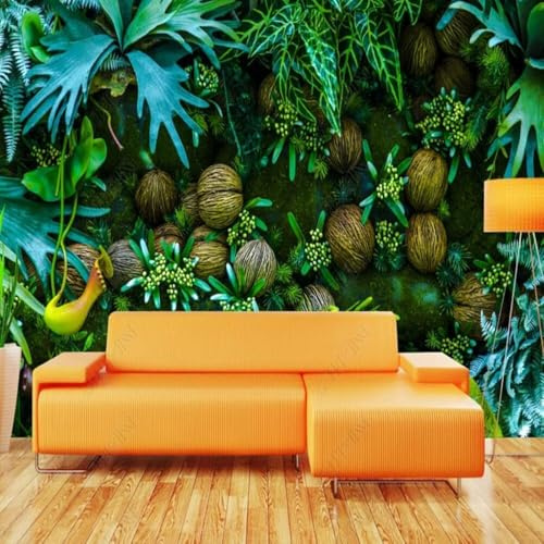 XLMING Fresh and Beautiful Tropical Forest Pitcher Plants and Fruits 3D Wallpaper Silky Texture Home Study Office Grey Dining Room Sofa Bedroom Living Room TV Backdrop-200cm×140cm