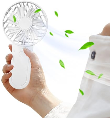 Portable Handheld Fan - 3-Speed USB Cooling Ventilator,with Hook 1200mAh Battery Quiet Handheld Rechargeable Fan 3500-6500 RPM | for Kids Adults Summer Travel Car Camping Beach Classroom