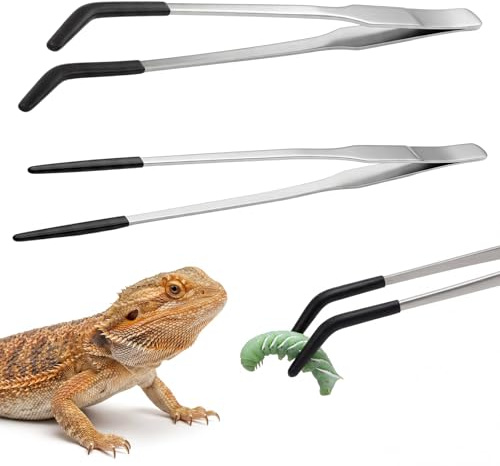 Ezymivs Edelstahl Aquarium Pinzette, 2 Stück 25 cm Und 27cm Pinzette Lang Reptilien Futterpinzette Set Mit Gummikopf Für Wasserpflanze Pflanzenpinzette Reptilien Futterzange