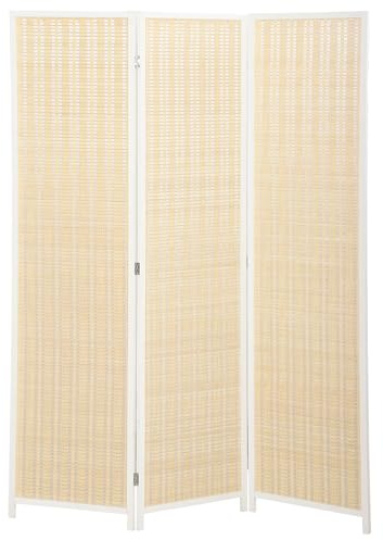 HOMCOM Paravent Interieur en Bois 3 Panneaux 135 x 180 cm séparateur de pièce Pliable cloison de séparation pour Salon Chambre à Coucher Maison, Blanc