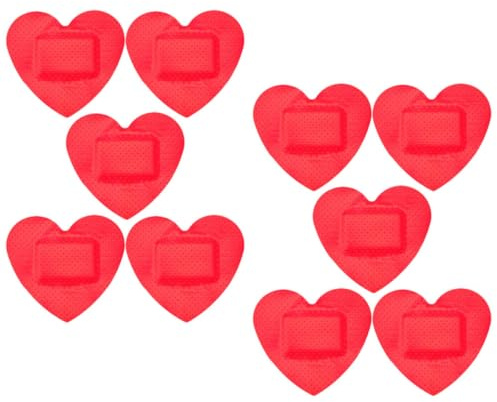 Genérico Parches Adhesivos en Forma de Corazón Rojos Transpirable 10 Piezas Vendajes Cuidado de Heridas Elásticos para Adultos y Bebés Uso en Primeros Auxilios