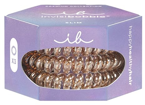 Invisibobble Haargummi Slim Damen Premium dünn Bronze - Spiral Haargummi Bronze me Pretty 3er Set - dünne Haargummis feines Haar haarschonend HairLoveTech ohne Abdruck ohne Knick Kopfschmerzen