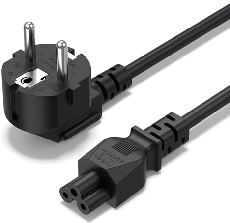1,5 m Nätkabel kontakt typ F (CEE 7/7) vinklad 90° till IEC C5-uttag 2,5 ampere klöverkoppling strömförsörjning bärbar dator (1)