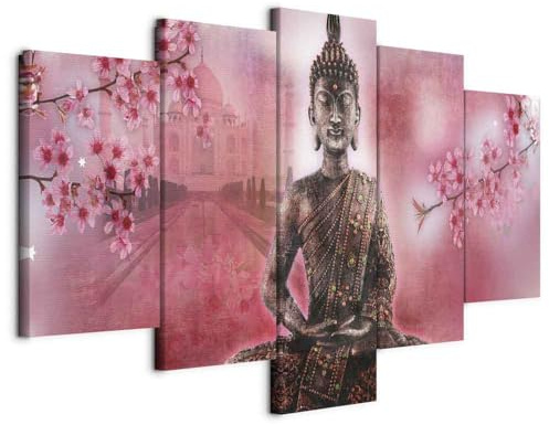 B&D XXL - Leinwandbild Feng Shui Statue, 200x100 cm, 5-teilig, Schlafzimmer | Hochwertige Leinwand, sofort aufhängbar, ideal fürs Wohn- oder Schlafzimmer, wasserfest und lichtecht, langlebig, stilvoll