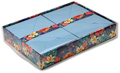 Rheita Blaues Briefpapier in Box mit Blumen-Motiv, 25 Blatt und und Umschläge