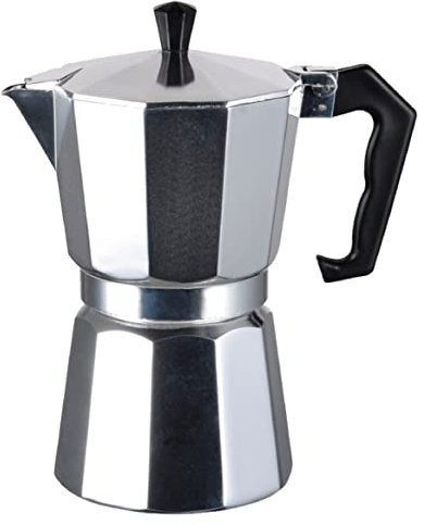 J&V TEXTILES Stovetop Espresso and Coffee Maker, Moka Pot for Classic Italian and Cuban Café Brewing, Cafeteria, (3-Cup)