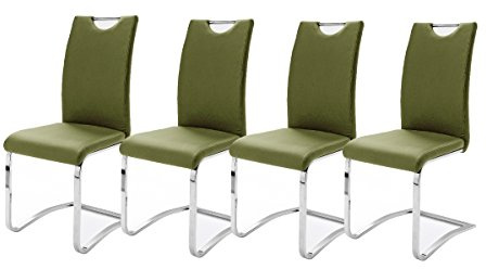 Robas Lund, Stuhl, Esszimmerstuhl, Schwingstuhl Köln, 4er Set, Oliv, 57 x 43 x 100 cm