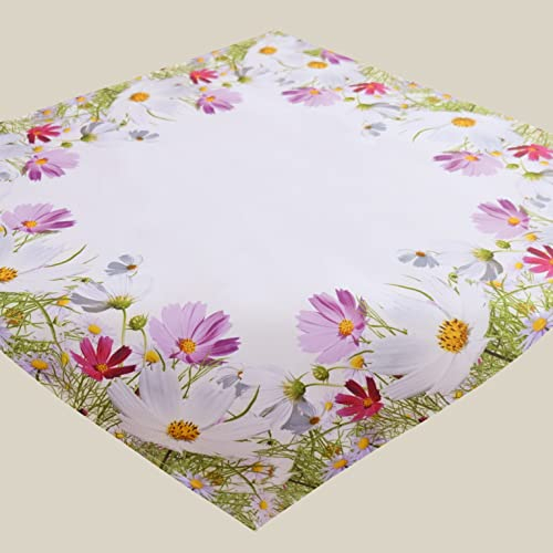 KAMACA Tischdecke Frühlingszauber Frühlingstische und Sommertischdecke Indoor und Outdoor - Tischwäsche Küche Esstisch Frühling Sommer Blumen waschbare Tisch Dekoration Garten (Mitteldecke 85x85 cm)