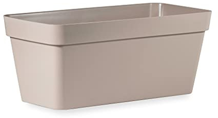 AMDGarden - Jardinera rectangular de plástico fuerte, 100 cm, color habana, modelo Cleo