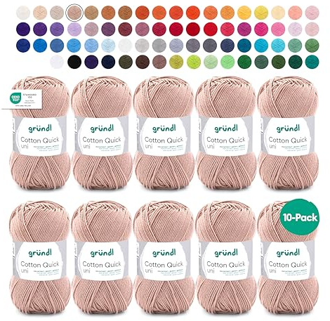 Gründl Wolle Cotton Quick uni Häkelgarn 10 Knäuel 50 g, Beige