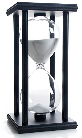 Hourglass 60 Minutes White Sand Timer, Black Wooden Frame Sandglass