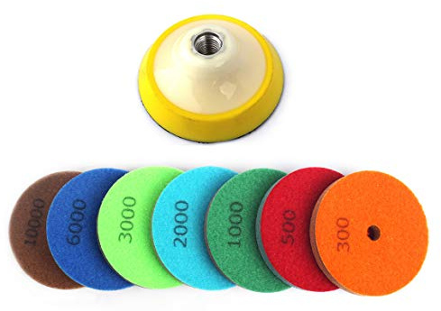 10,2 cm spugna in fibra per la pulizia del marmo pietra di granito lucidatura a, 1 Backer Pad + 7 Pcs