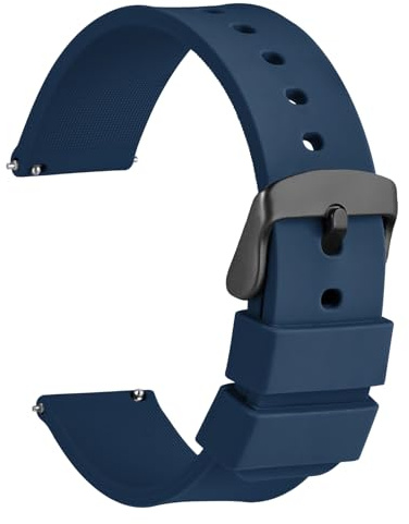 WOCCI Silikon Kautschuk Uhrenarmband mit Schwarzer Schnalle, Schnellverschluss Uhrenarmbänder, Ersatzarmband 14mm 16mm 19mm 18mm 20mm 21mm 22mm 24mm