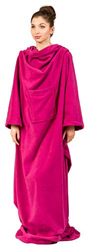 Froster Decke Morgenmantel, tragbare Decke mit Ärmeln, für Erwachsene, weich und warm (Fuchsia)