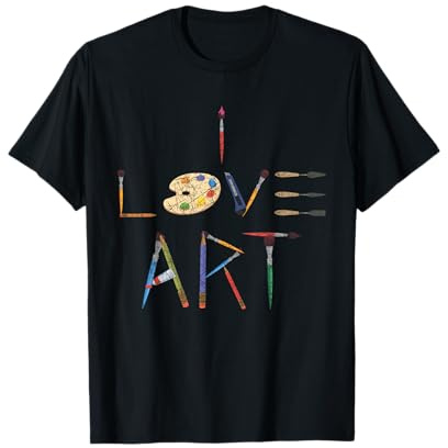 I Love Art Cadeau Pour Un Peintre Couple Dessinateur T-Shirt