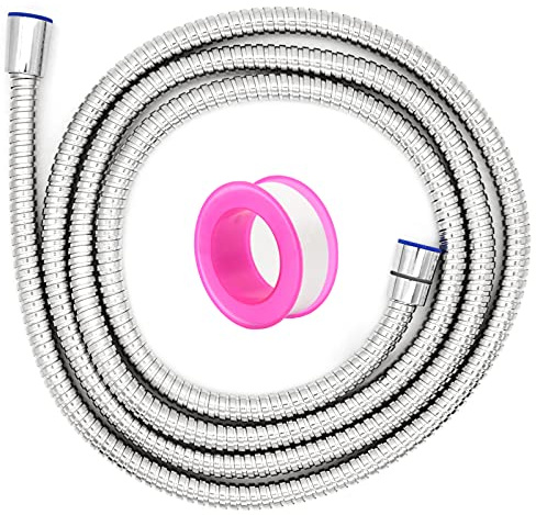Metal Shower Hose Replacement，96 inch Extra Long Chrome Handheld Shower Head Hose - Lightweight And Flexible