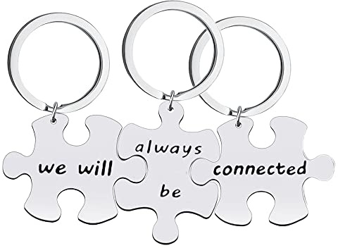Nifocc 3 pezzi We Will Always Be Connected Portachiavi Best Friend Portachiavi Puzzle per donne ragazze fidanzate Natale Capodanno Compleanno Souvenir