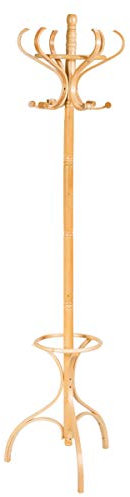 Multigot Rotating Coat Stand Rack, Wooden Freestanding Clothes Hanger Rack with 12 Hooks, Scarf Umbrella Storage Floor Tree for Entryway Hallway Bedroom (Oak)