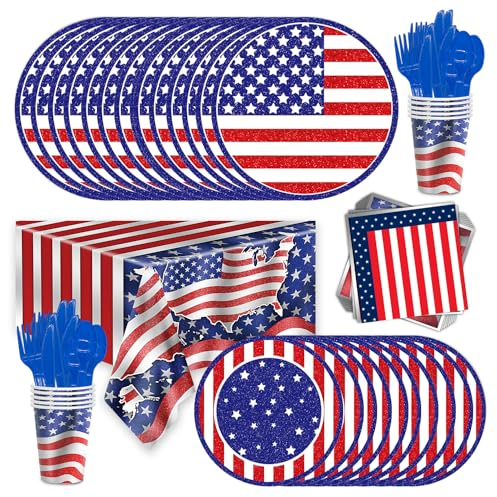 65Stuck USA 4. Juli Amerikanische Party Geschirr Set für Amerika , USA Party Papierware Dekoration
