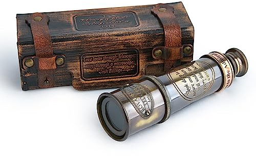 Handgefertigtes Teleskop | in Box | 38,1 cm | funktionale Vintage-Replik Messing nautisch antik | Spyglass & Sammlerstück Dekor | Super7One