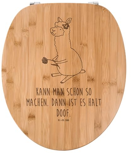 Mr. & Mrs. Panda WC Sitz Alpaka Blume - Geschenk, Toilette, Lamas, Motiv Alpaka, WC-Sitz, Klodeckel, Klobrille, Lama, Alpaka Dekoration,