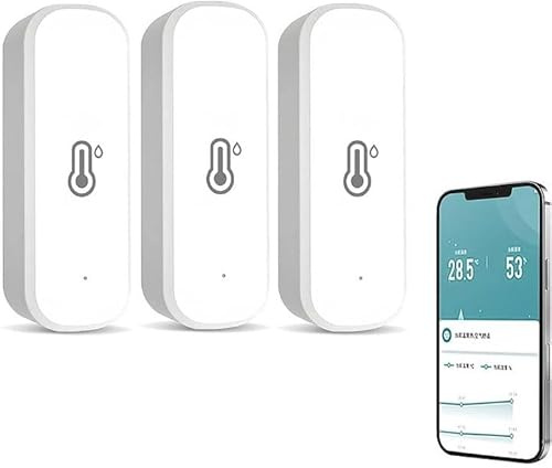 3Pcs WiFi Hygrometer Thermometer Sensor, Indoor Outdoor Wireless Temperature Humidity Sensor Monitor with Smart Alerts, High Precision WiFi Thermometer No Hub Required, Work with Alexa