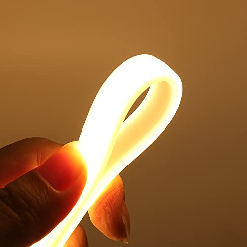 Xunata - Striscia LED Neon flessibile da 9 m con cavo di alimentazione, 220 V, tira di LED COB, 288 LED/m ad alta luminosità, IP65 impermeabile, taglio ogni 50 cm, luce a filo - Bianco caldo