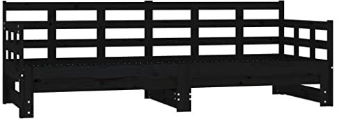 vidaXL Tagesbett Ausziehbar Schwarz Massivholz Kiefer 2X(80x200) cm