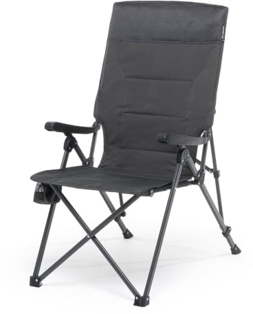 qeedo Johnny Highback Campingstuhl, hohe Lehne, gepolstert, verstellbar, Hochlehner Faltstuhl, bequem, Getränkehalter