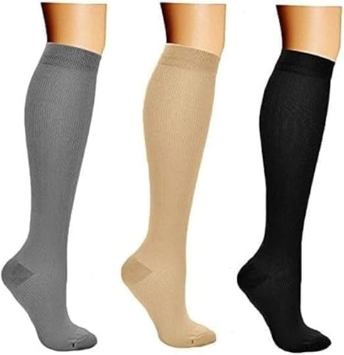 yaxinshi 3 Paar Kompressionsstrümpfe für Damen Herren, Stützstrümpfe Kompressionssocken Thrombosestrümpfe für Sport, Flug, Laufen, Reisen, Radsport, Schwangerschaft krankenschwester
