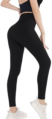 flintronic Leggings för kvinnor, leggings med hög midja för kvinnor, termiska magkontrollleggings, gym yogabyxor scrunch bums för träning löpning sport fitness UK, L/Svart, XL/XXL