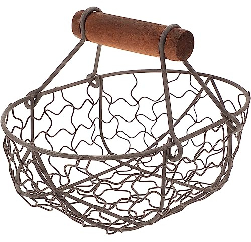 Veemoon Egg Baskets Grey Wicker Storage Basket Fruit Racks for Kitchen Fruit Bowls Wire
