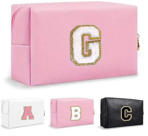 Anntry trousse da borsa,Borse con iniziali personalizzate con cerniera, borsa cosmetica carina,Multifunzionale Trousse Borsa da Viaggio per Trucchi in pelle PU,Borsa Toilette per Donne ragazze A-Z