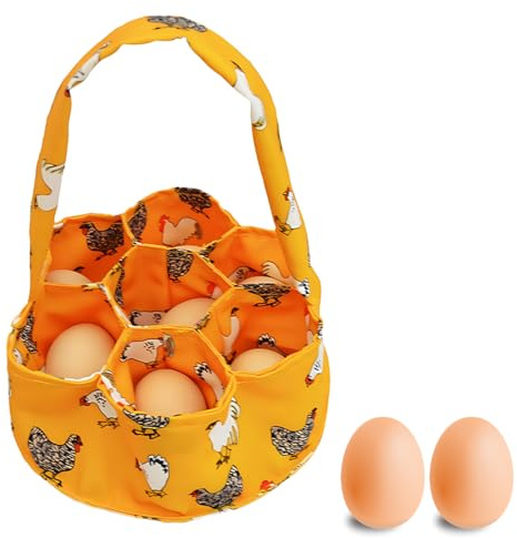 NHPY 1 Cestino Raccolta Uova 7 Sacchetti per Uova di polpa riutilizzabili, Cestino per la Raccolta delle Uova per Giardino conservare Uova di Gallina o Artigianato Pasquale