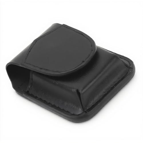 Handmade Fliptop Leather Lighter Pouch Case, Tactical Lighter Storage Case Box Container Organizer Holder, Anti Scratch Soft Lining Magnetic Buckle Lighter Waist Case (Black)