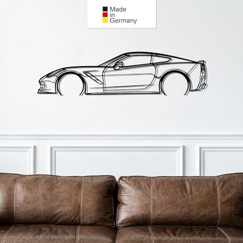 for Corvette C7, Metall Wandbild, Wanddeko, Auto Silhouette, Metal Car Wall Art (Größe: 49 cm (19))