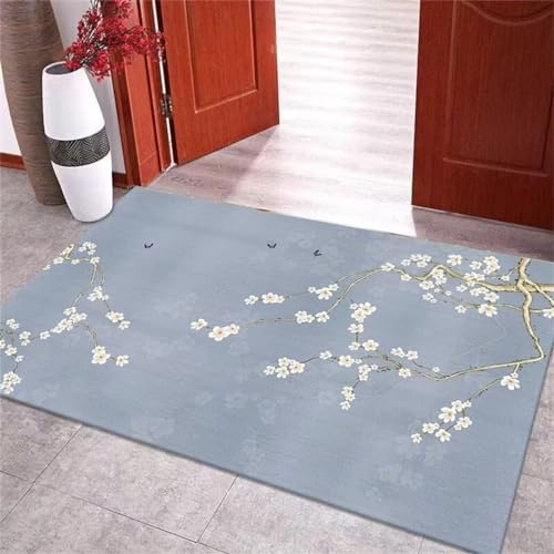 RUGMRZ Günstig TeppichTepich Mädchen Teppich Kinderzimmer 300x400CM läufer Flur rutschfest BlauStrapazierfähiger Wohnzimmerteppich mit chinesischem Blumenmuster