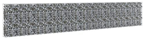 143584 Mur de gabion avec cache en acier galvanisé 600 x 30 x 100 cm Clôture à double fil Kit complet