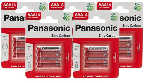 PANASONIC Lot de 5 Blisters de 4 Piles Red Zinc-Carbon AAA R03-1,5 V