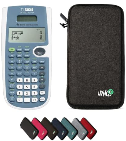 TI-30XS MultiView inkl. WYNGS Schutztasche Dunkelgrau - Wissenschaftlicher Taschenrechner - Basic Set