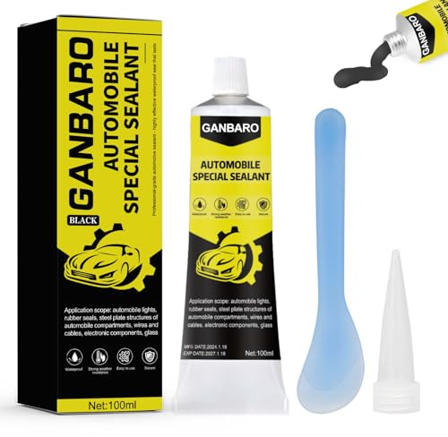 Black Silicone Sealant,Black Sealant Waterproof,Windscreen Sealant for Car | Headlight Sealant,Fast Curing,High Temperature Silicone Sealant for Cars,Windows,Car Roofs,Automotive Specific Sealant 100ML