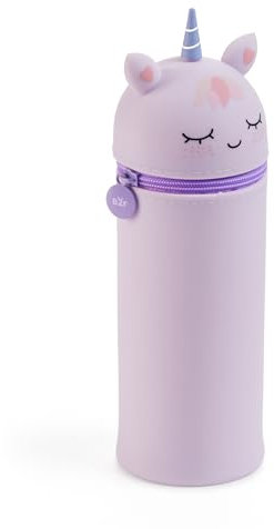 Back2Fun - 2-in-1 Federmäppchen, ausziehbar, aus weichem Silikon, mit Reißverschluss, Einhorn, Einhorn