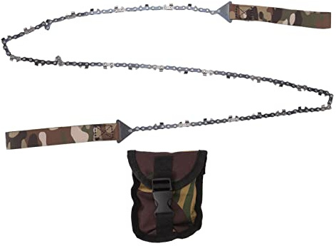 Scie à chaîne de poche pour survie, 121,9 cm, poignée confortable, pour chasse et randonnée, pliable