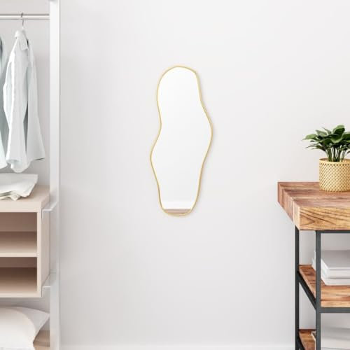 LAPOOH Wandspiegel Golden 60x25 cm, Wall Mirror, Spiegel Schlafzimmer, Garderobenspiegel, Spiegel Schmal, Badspiegel, Kosmetikspiegel, Dekorative Spiegel - 348259