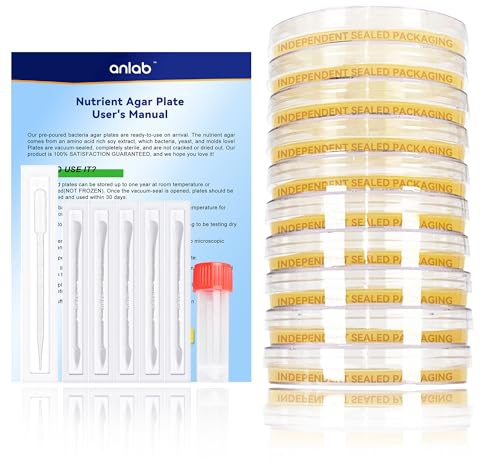 anlab™ Nutrient Agar Petri Dishes Science Project Kit | Pre-Poured Agar Plates and Cotton Swabs for Science Experiments | Bacteria Science Kit - Sealed Separately (10)